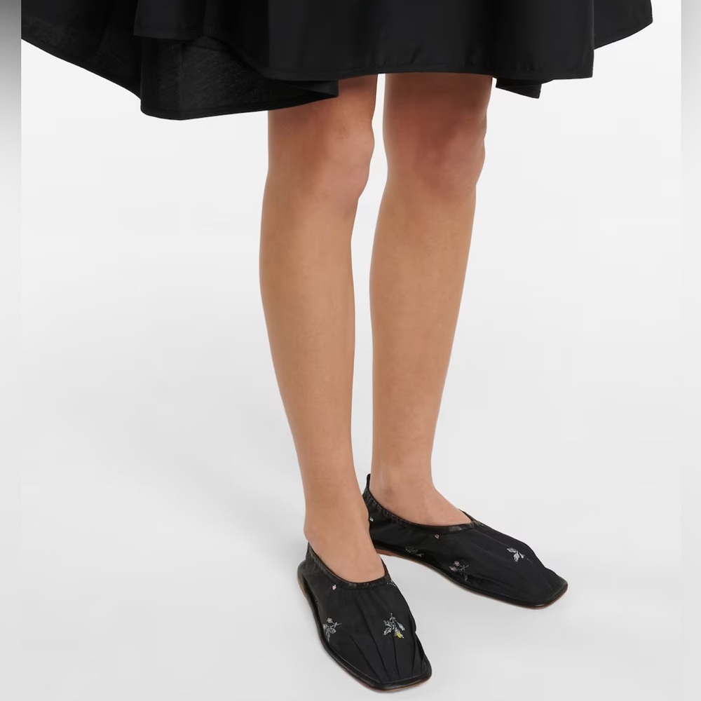 HEREU x Cecilie Bahnsen Black Nylon Flats